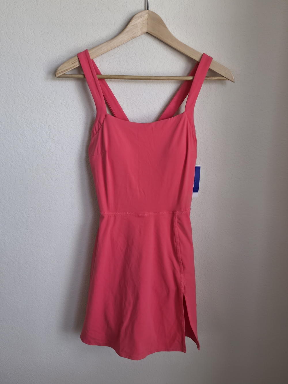 JoyLab Coral Red Square Neck Active Dress With Shorts NWT XS